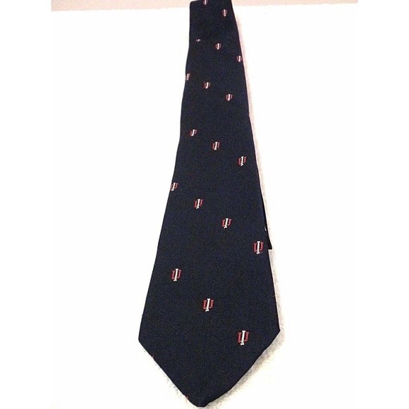 Vintage Indiana University Necktie Navy Tie IU Hoosiers College Logo Sports 58" - Picture 1 of 13